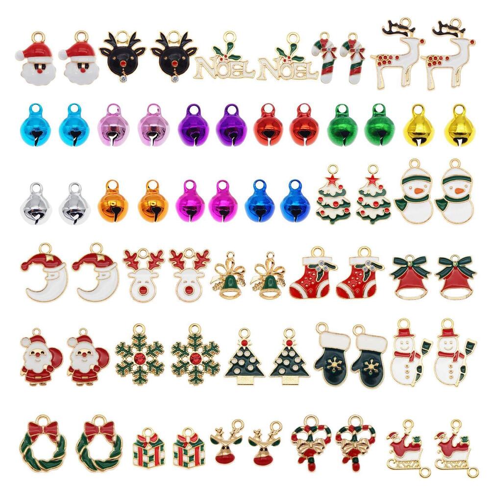 9983 race 100PCS Assorted Christmas Charms Xmas Jingle Bells Gold Tone